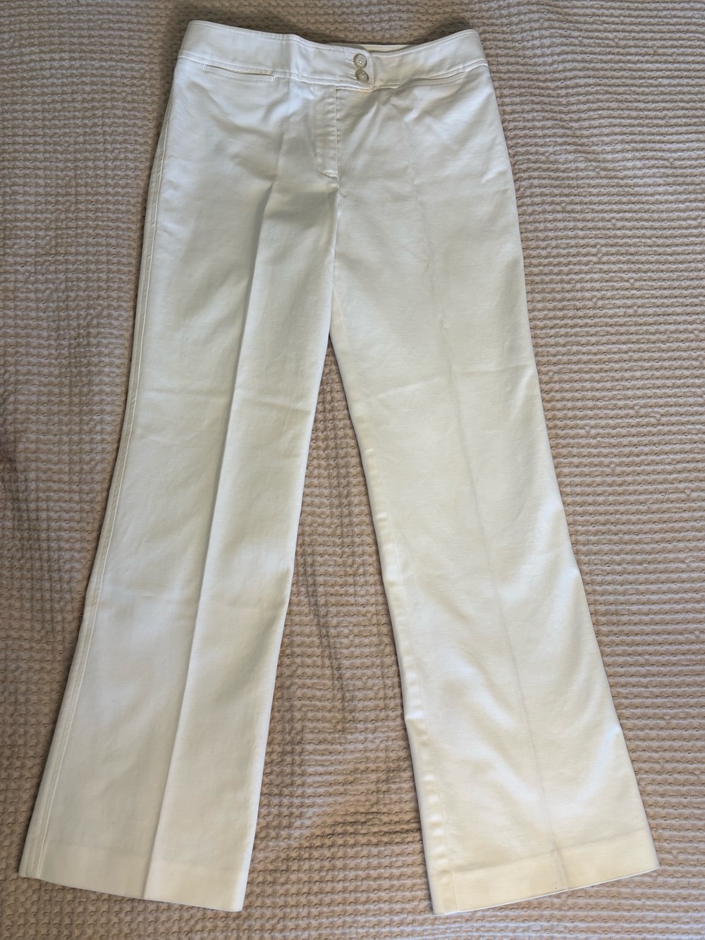 Ann Taylor Cream Boot-Cut Wide Leg Pants